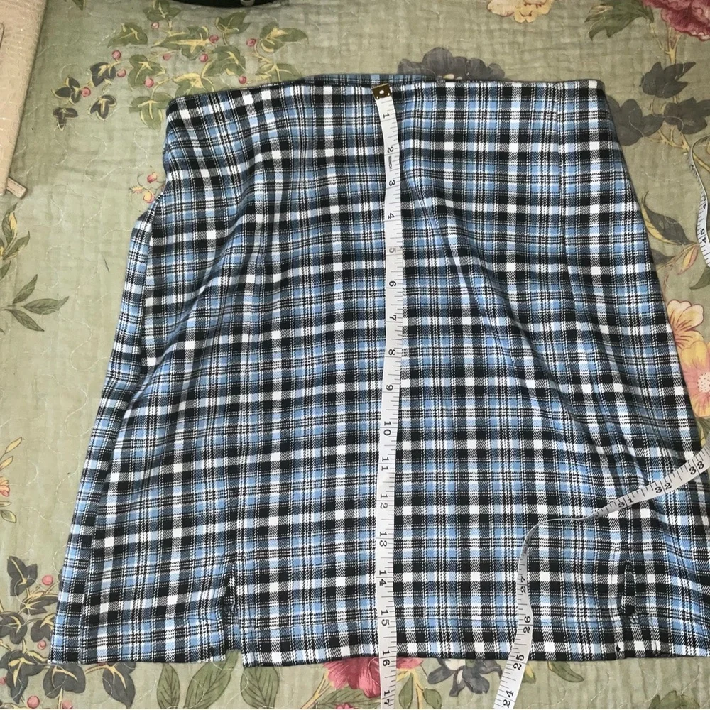 Love on a Hanger Plaid A-Line Mini Skirt in Black, Gray & Light Blue - Picture 6 of 9